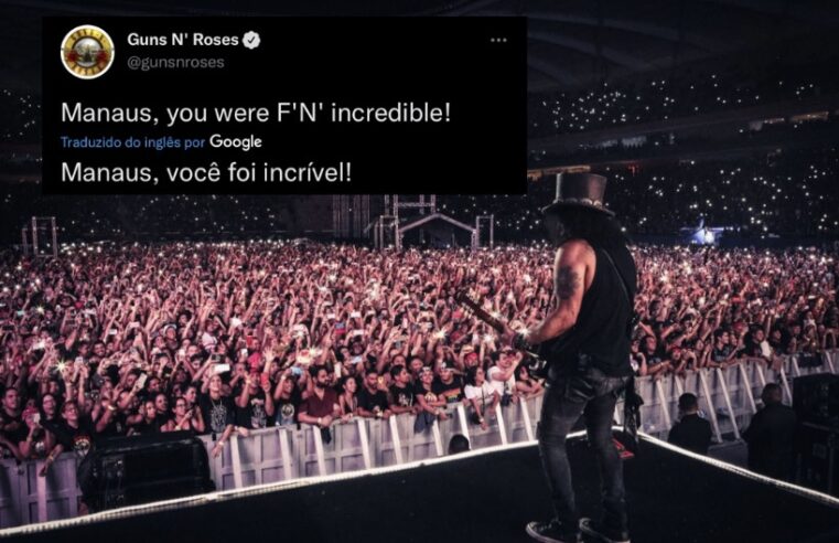 Após uma semana do show, Guns N’Roses ainda exalta Manaus nas redes sociais: “Vocês são incríveis!”