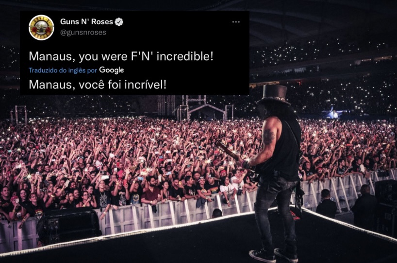 Após uma semana do show, Guns N’Roses ainda exalta Manaus nas redes sociais: “Vocês são incríveis!”