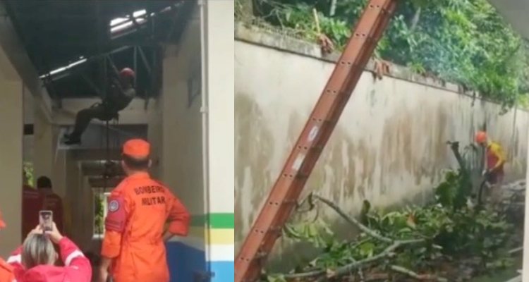 Estudantes ficam feridos após teto de escola desabar na Cidade Nova; veja vídeo