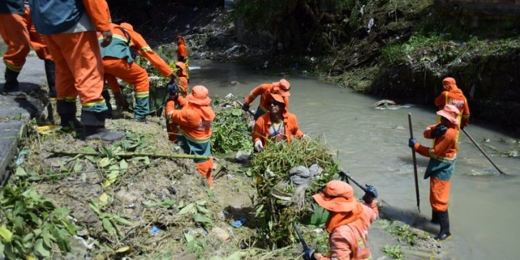 Entupido de lixo igarapé da ZL é limpo pela prefeitura