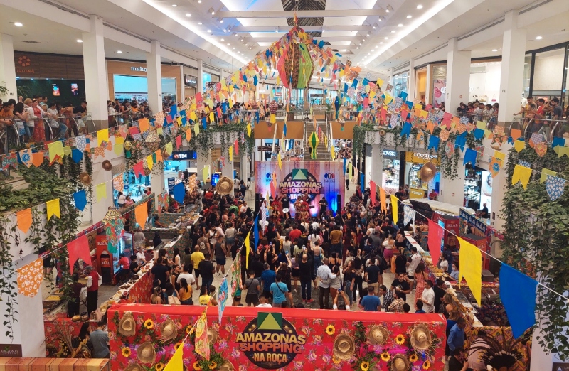 Arraial em shopping de Manaus terá comidas típicas, quadrilhas, shows de forró e boi bumbá