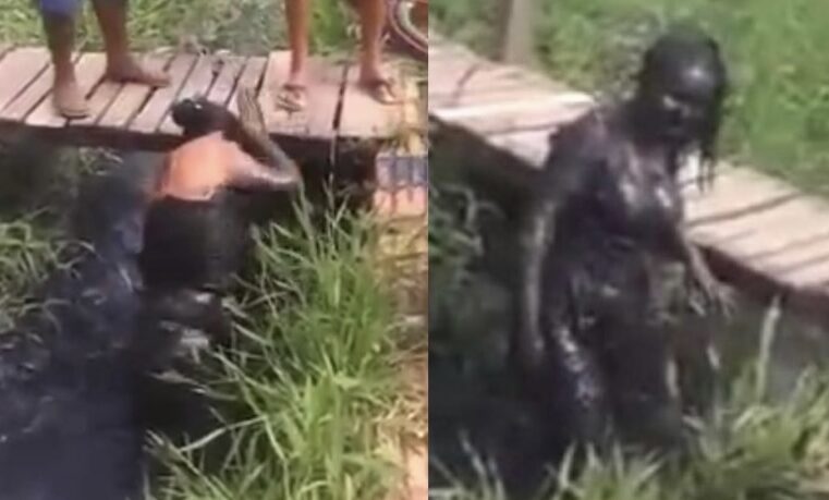 Em Coari é assim: mulher afog4 amiga talarica na lama após descobrir chifre; veja vídeo