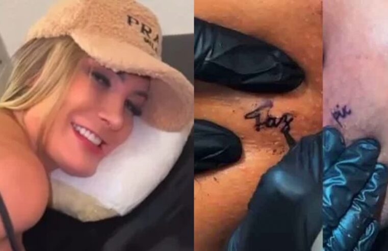 VÍDEO: Andressa Urach tatua “faz o pix” no ânus e momento é filmado pelo filho