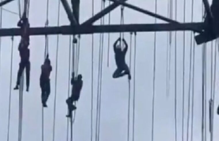 Um operário morre e outros ficam pendurados após desabamento em construção; veja o vídeo￼