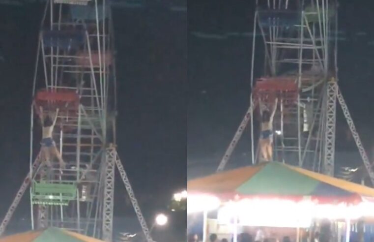 [Vídeo]: Jovem fica pendurada em roda-gigante em Rio Preto da Eva no Amazonas￼