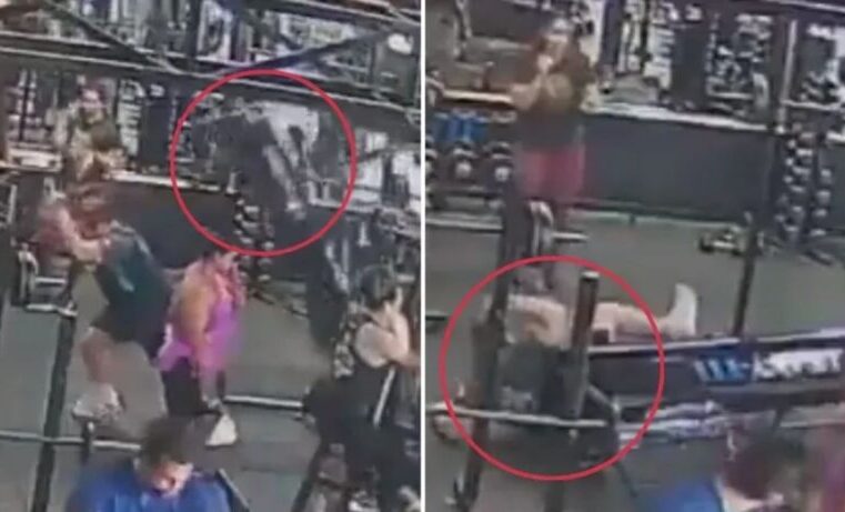 Aparelho de academia cai sobre aluno enquanto ele treinava; assista￼