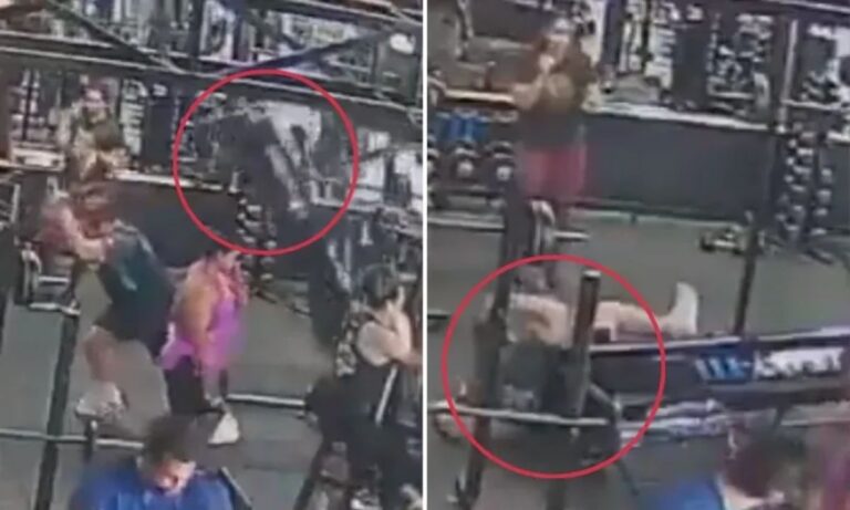 Aparelho de academia cai sobre aluno enquanto ele treinava; assista￼