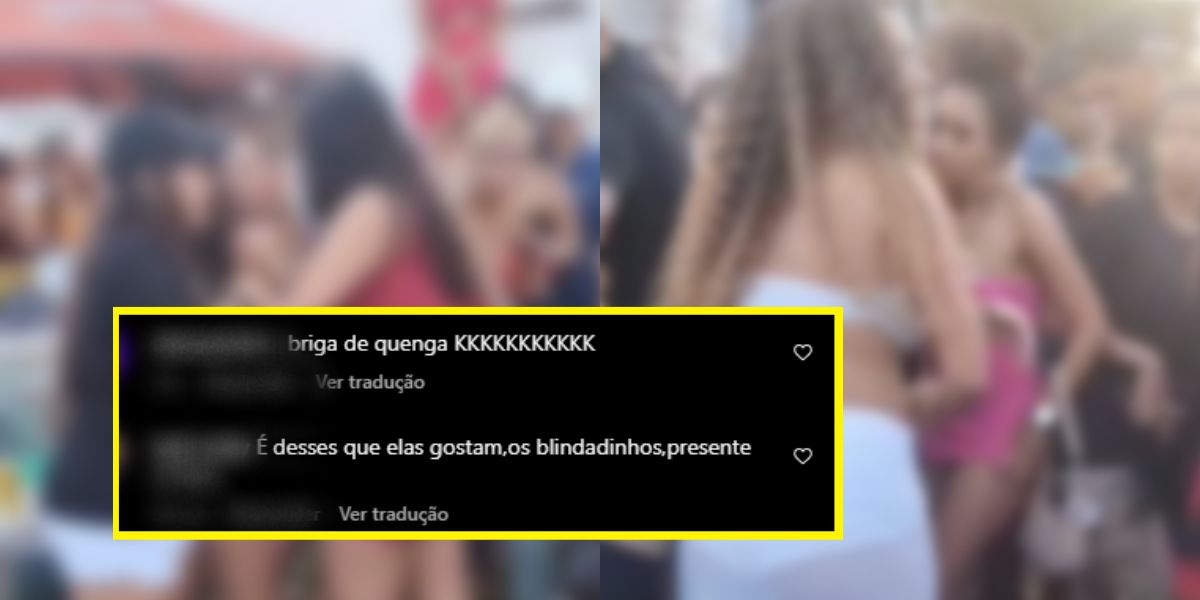 VÍDEO: ‘Blindadas’ brigam e acabam mostrando demais durante ‘bailão de Natal’￼