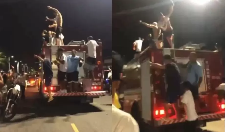 [Vídeo]: Turistas dançam funk em caminhão do Corpo de Bombeiros durante incêndio￼