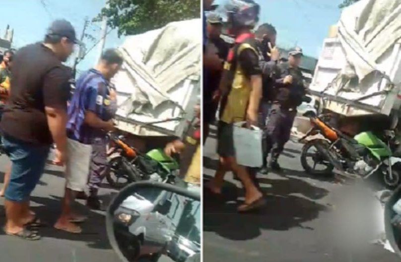 Vídeo: motoqueiro tem cabeça esmagada durante colisão com caminhão de lixo em Manaus