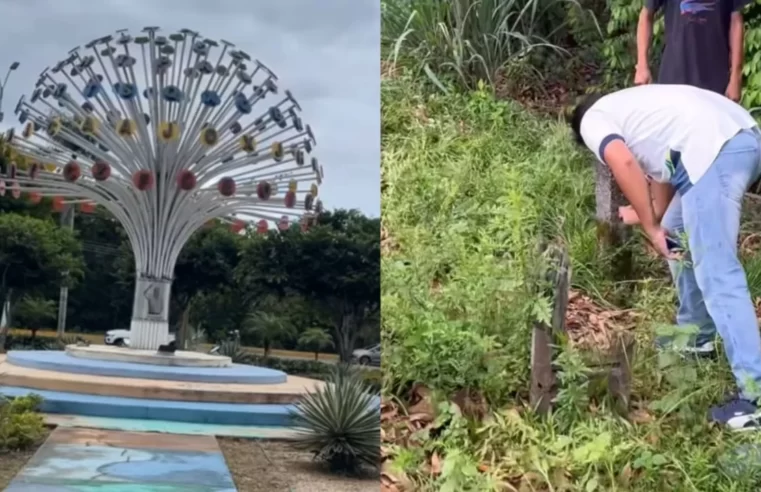 Guarda Municipal age contra depredação na ‘Bola das Letras’ em Manaus após anúncio de dinheiro escondido no local