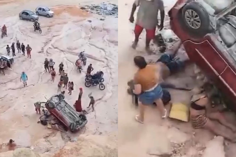 Vídeo: Carro despenca de barranco após motorista perder controle na Zona Leste de Manaus
