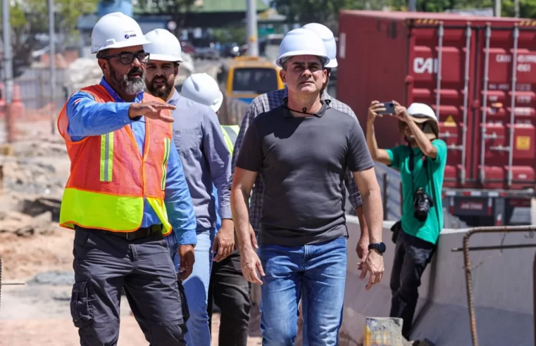 Com 75% de execução, obras do complexo viário Rei Pelé são vistoriadas pelo prefeito David Almeida