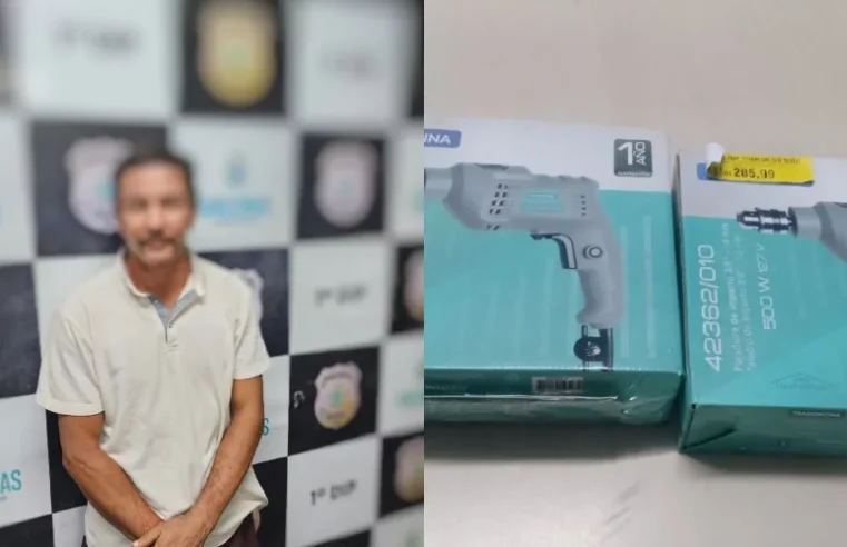 Homem é preso ao furtar parafusadeira do DB e voltar para pegar outro produtos em Manaus