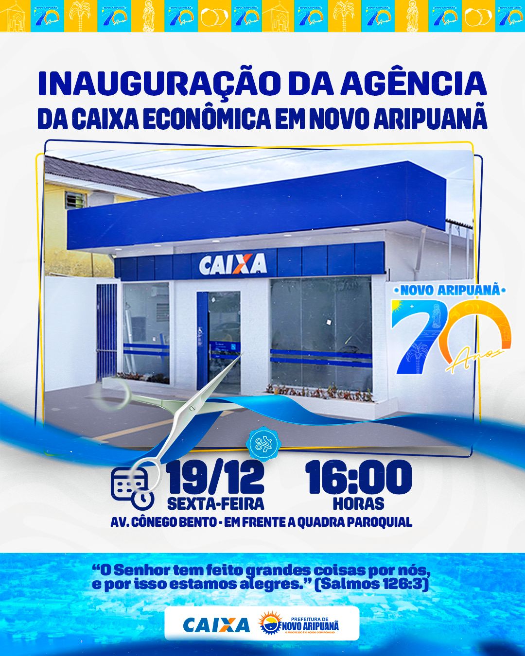 Agência da Caixa Econômica é inaugurada em Novo Aripuanã após solicitação do deputado Átila Lins