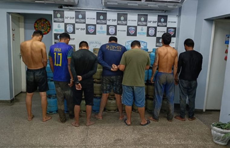 Sete suspeitos são presos e 68 botijas de gás furtadas são recuperadas em Manaus