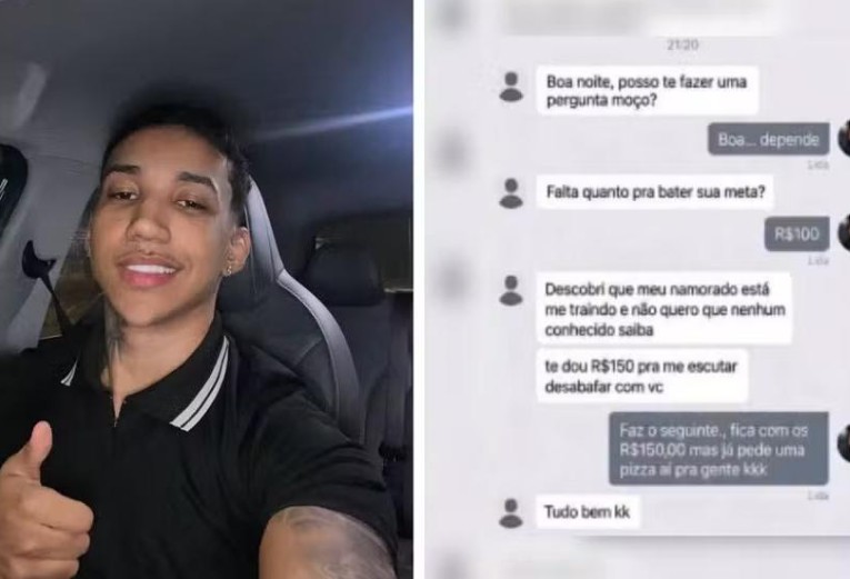 Motorista recebe oferta de R$ 150 para ouvir desabafo de passageira e troca dinheiro por pizza